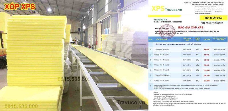 báo giá tấm xps cách nhiệt cách âm xốp xps
